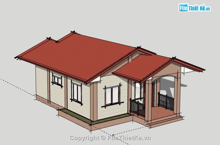 Nhà cấp 4,Model su nhà cấp 4,nhà cấp 4 file su,sketchup nhà cấp 4