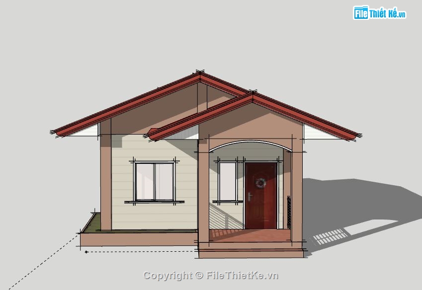 Nhà cấp 4,Model su nhà cấp 4,nhà cấp 4 file su,sketchup nhà cấp 4