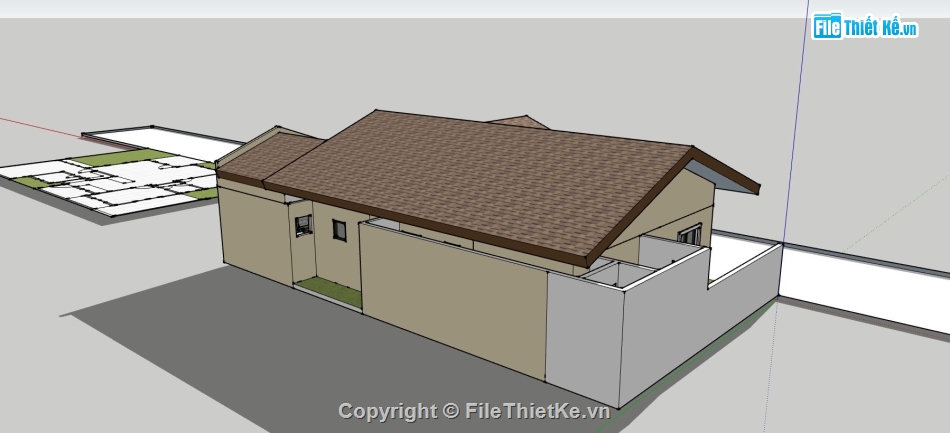 nhà cấp 4,sketchup nhà cấp 4,phối cảnh nhà cấp 4