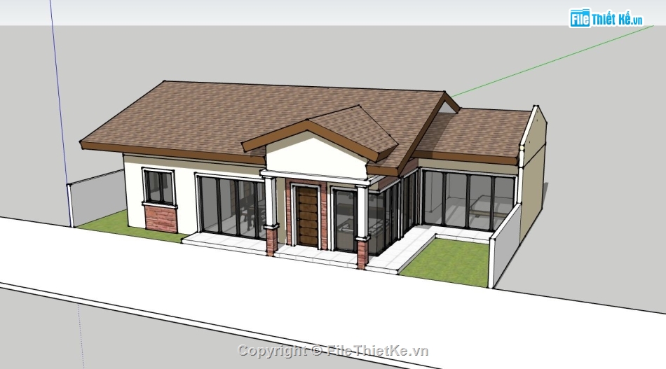 nhà cấp 4,sketchup nhà cấp 4,phối cảnh nhà cấp 4