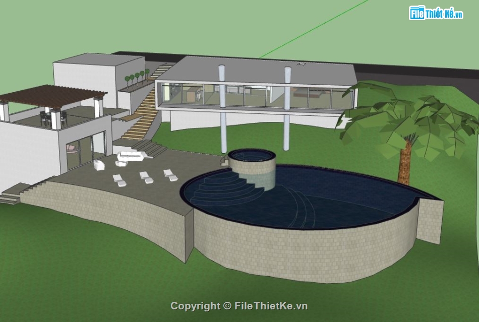 nhà làm việc,file su nhà làm việc,sketchup nhà làm việc,mẫu nhà làm việc
