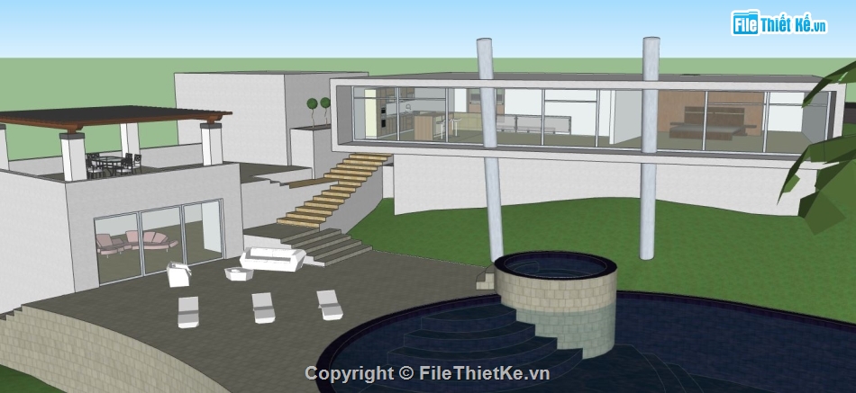 nhà làm việc,file su nhà làm việc,sketchup nhà làm việc,mẫu nhà làm việc