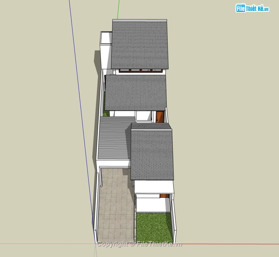 Thiết kế nhà phố,nhà phố 2 tầng,sketchup nhà phố 2 tầng,phối cảnh nhà phố 2 tầng