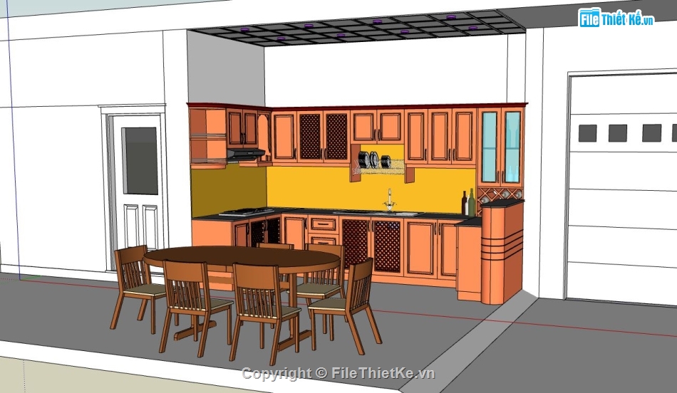 Thiết kế nội thất phòng bếp,sketchup nội thất phòng bếp,nội thất phòng bếp