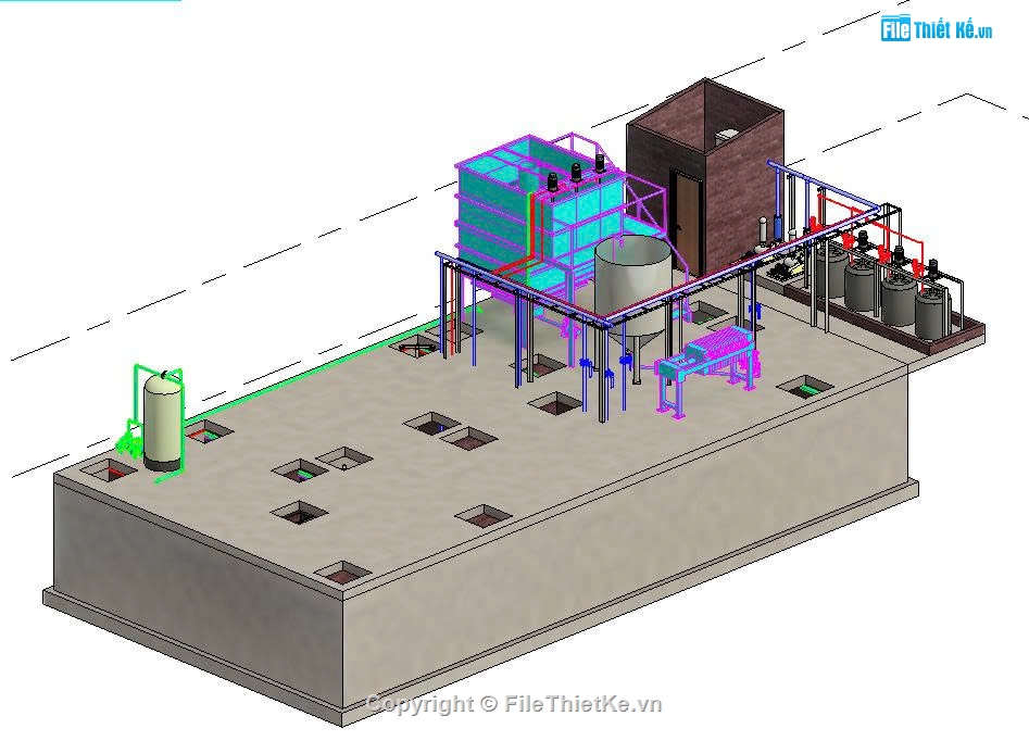 file revit hệ thống xử lý nước thải chung cư,file revit hệ thống xử lý nước thải sinh hoạt,thư viện revit
