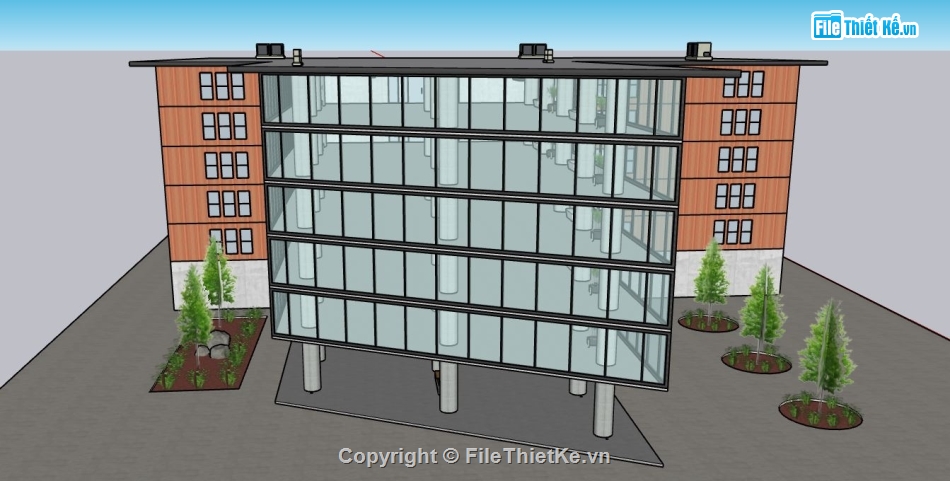 sketchup tòa nhà làm việc,su tòa nhà văn phòng,model sketchup tòa nhà văn phòng
