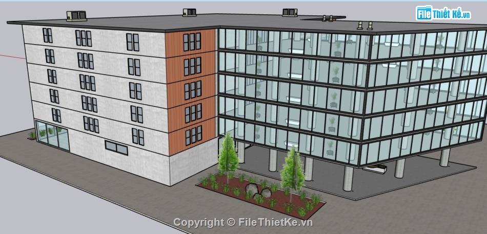 sketchup tòa nhà làm việc,su tòa nhà văn phòng,model sketchup tòa nhà văn phòng