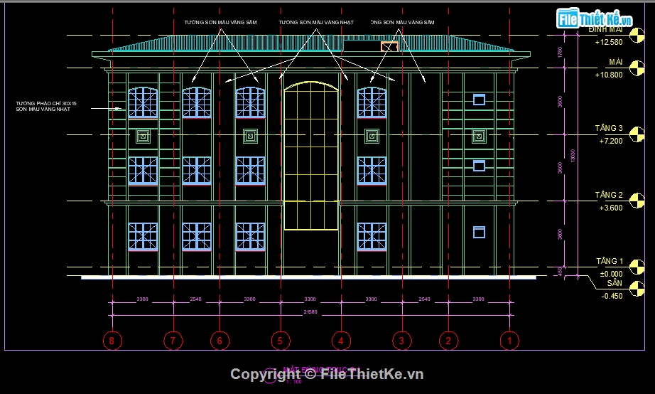thiết kế file cad nhà làm việc 3 tầng,bản vẽ tòa nhà cục thi hành án,tòa nhà cục thi hành án huyện lâm bình,kiến trúc nhà thi hành án 8.3x21.5m,nhàthi hành án 3 tầng file autocad
