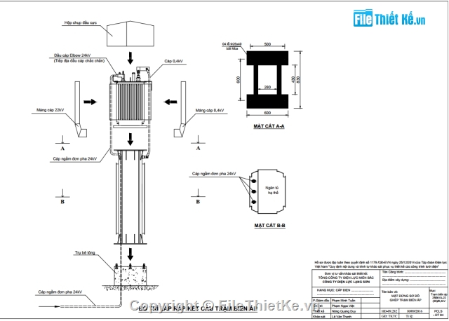 thiết kế trạm biến áp,mẫu trạm biến áp,trạm biến áp 35Kv,trạm biến áp 22/0.4kv