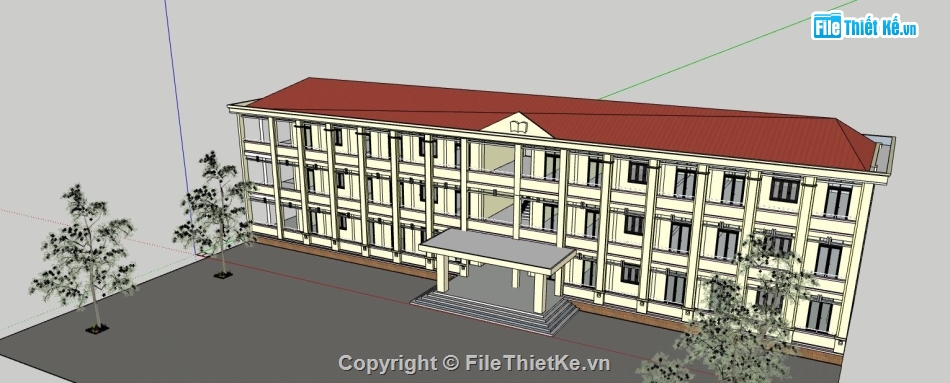 dựng 3d su trường học,trường học  2 tầng,su trường học