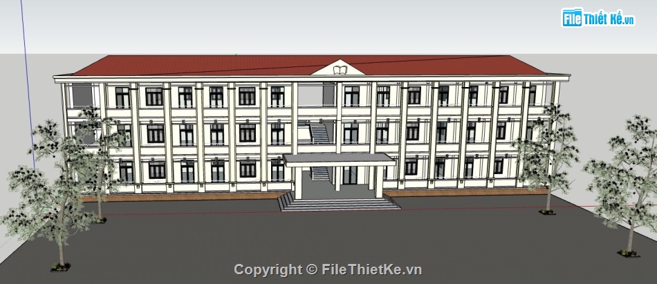 dựng 3d su trường học,trường học  2 tầng,su trường học