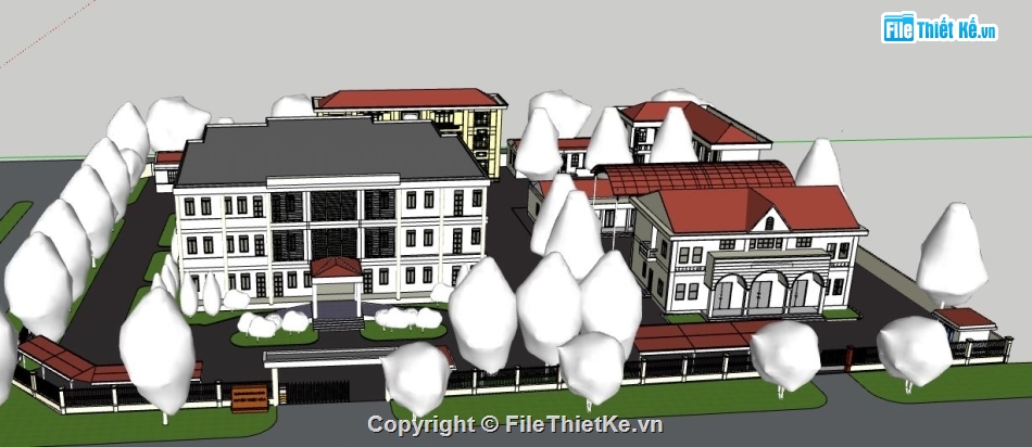 ủy ban huyện,File sketchup ủy ban,model su ủy ban huyện