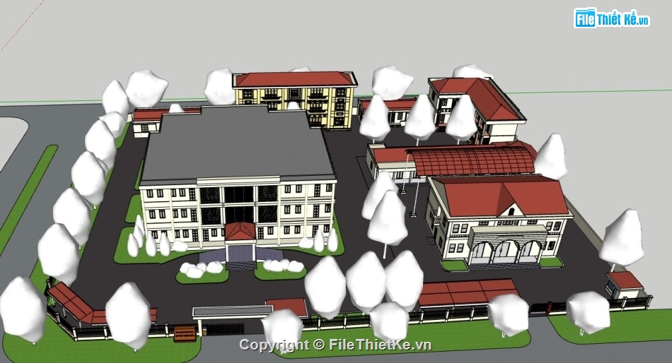 ủy ban huyện,File sketchup ủy ban,model su ủy ban huyện