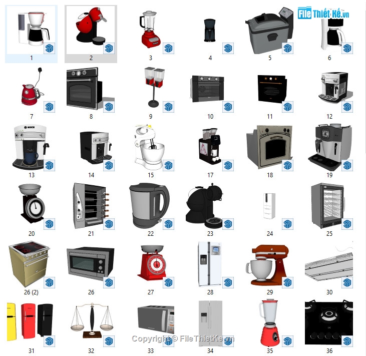 Sketchup bếp,thư viện sketchup đồ dùng bếp,model vật dụng thiết kế bếp,Model su đồ dùng bếp