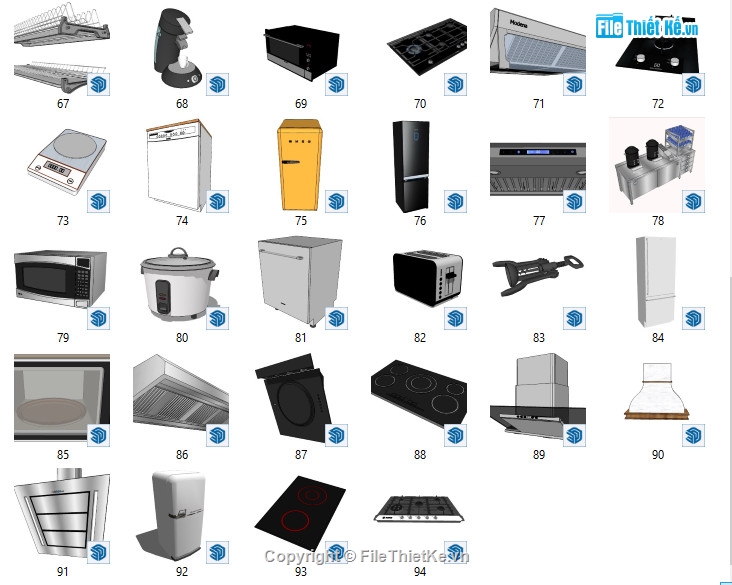 Sketchup bếp,thư viện sketchup đồ dùng bếp,model vật dụng thiết kế bếp,Model su đồ dùng bếp