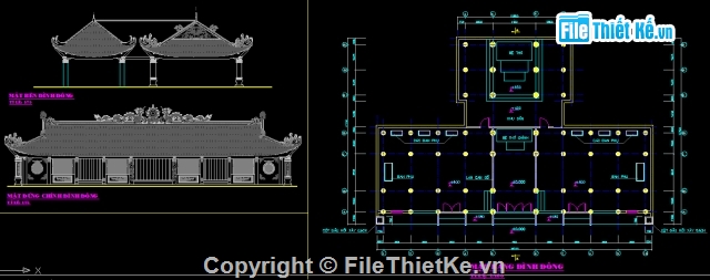 kiến trúc chùa,kiến trúc mái chùa,bản vẽ chi tiết chùa