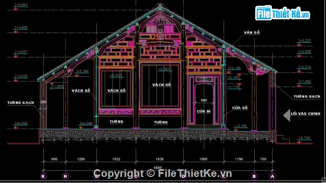 kiến trúc chùa,kiến trúc mái chùa,bản vẽ chi tiết chùa