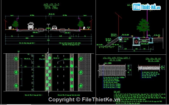 Bản vẽ chi tiết,đường đô thị,mặt đường,mặt cắt ngang điển hình,Bản vẽ mặt bằng