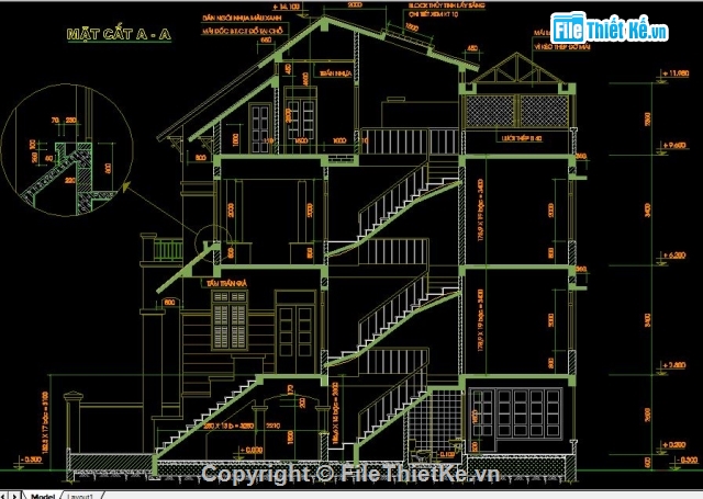 bản vẽ nhà 7 x 17m,kiến trúc mái thái,kiến trúc kiểu biệt thự,mẫu nhà đẹp