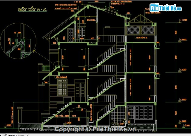 bản vẽ nhà 7 x 17m,kiến trúc mái thái,kiến trúc kiểu biệt thự,mẫu nhà đẹp