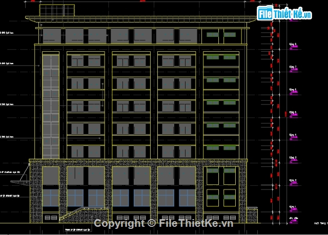 bản vẽ trụ sở,trụ sở 8 tầng,bản vẽ trụ sở 8 tầng