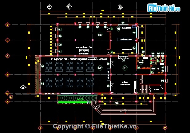 Bản vẽ nhà thư viện,Mẫu bản vẽ thư viện,mẫu nhà thư viện,nhà thư viện 15.8x28.6m,nhà thư viện trường THPT