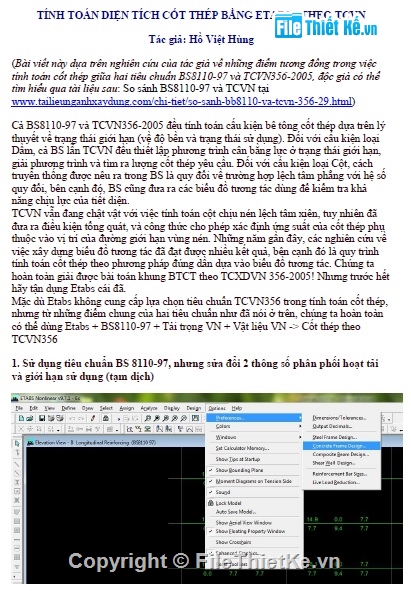 diện tích cốt thép bằng etabs,Tính toán diện tích cốt thép,dự toán,Đồ án,ép cọc bê tông cốt thép