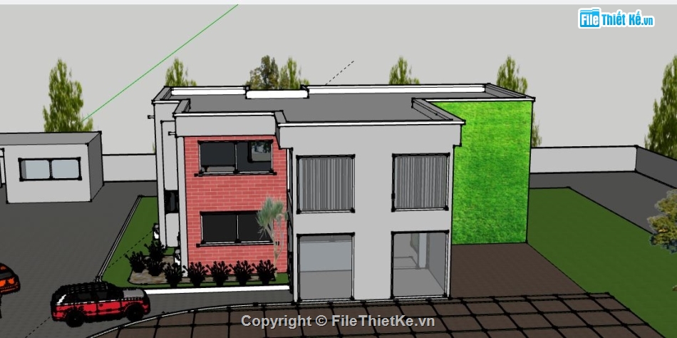 Tòa nhà làm việc 2 tầng,nhà làm việc 2 tầng,file sketchup nhà làm việc,nhà làm việc file sketchup,sketchup nhà làm việc