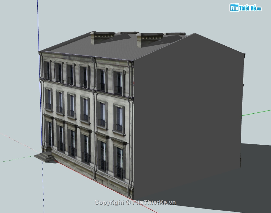 dựng bao cảnh nhà làm việc 3 tầng,dựng 3d su nhà làm việc,file sketchup dựng nhà làm việc