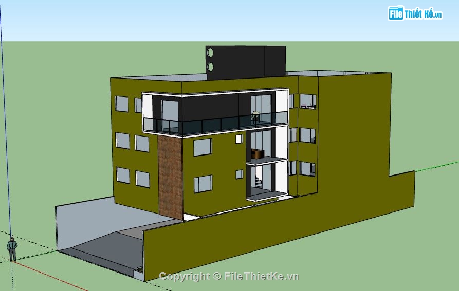 Tòa nhà làm việc 4 tầng,File su tòa nhà làm việc,tòa nhà làm việc file su,sketchup tòa nhà làm việc