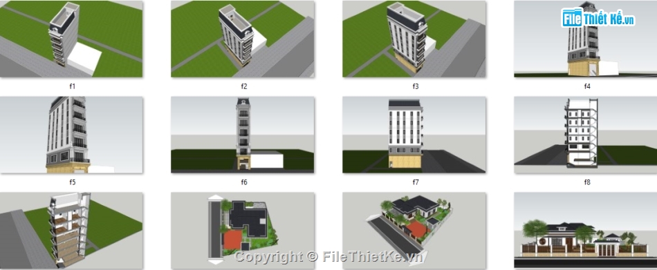 Sketchup biệt thự phố,model su biệt thự,Thư viện mẫu biệt thự phố,Sketchup Nhà phố