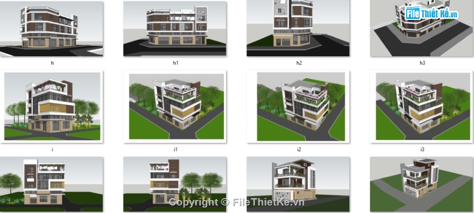 Sketchup biệt thự phố,model su biệt thự,Thư viện mẫu biệt thự phố,Sketchup Nhà phố