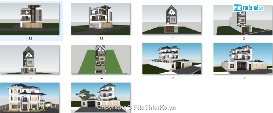 Sketchup biệt thự phố,model su biệt thự,Thư viện mẫu biệt thự phố,Sketchup Nhà phố