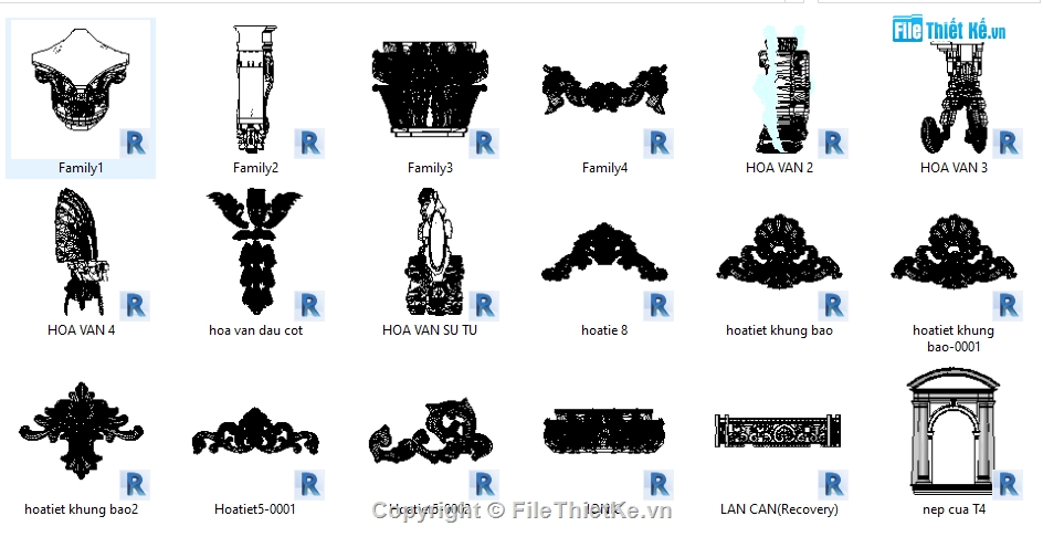 thư viện tân cổ điển,revit tân cổ điển,phào chỉ cổ điển