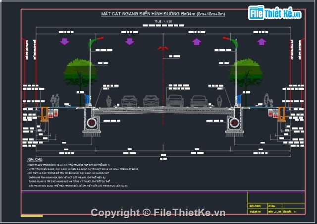 mặt cắt đường,mặt đường ô tô,thư viện mặt cắt đường,tổng hợp mặt cắt đường đô thị,bản vẽ mặt cắt đường đô thị