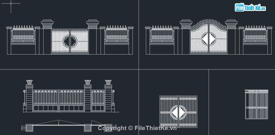 Bản vẽ Autocad Hàng rào,Bản vẽ cad cổng,File cad cổng,Bản vẽ cad tường rào,File cad cổng tường rào,Bản vẽ cổng autocad