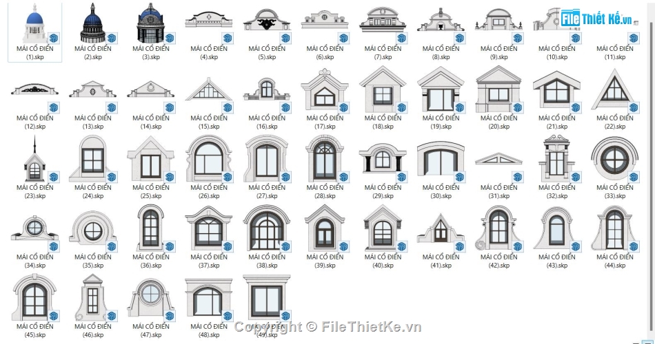 su tân cổ điển,mái vòm tân cổ điển,sketchup mái vòm,file su mái vòm tân cổ điển