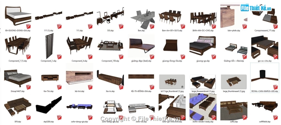 sketchup nội thất,File sketchup nội thất,Su nội thất gỗ óc chó,đồ gỗ nội thất file su,Sketchup đồ gỗ nội thất