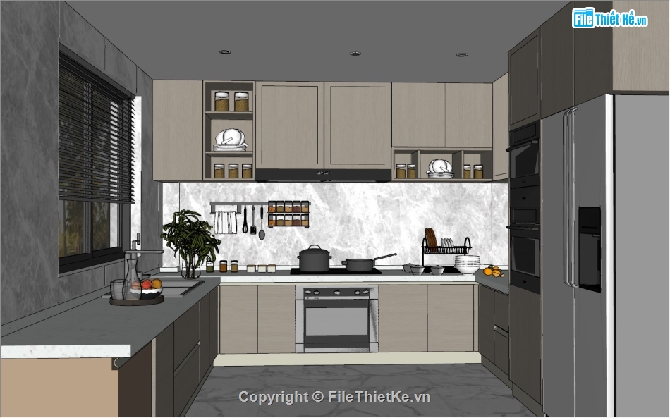 Phòng bếp file sketchup,phòng bếp model sketchup,mode 3d bếp,model sketchup nhà bếp