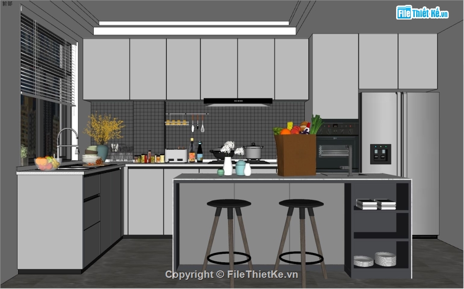 Phòng bếp file sketchup,phòng bếp model sketchup,mode 3d bếp,model sketchup nhà bếp