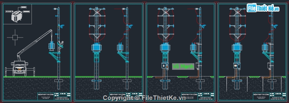 Bản vẽ trạm biến áp 1 cột,Bản vẽ đèn năng lượng mặt trời,Biện pháp thi công chiếu sáng,Bản vẽ autocad tủ điện MSB,Biện pháp thi công chống sét,Trạm biến áp