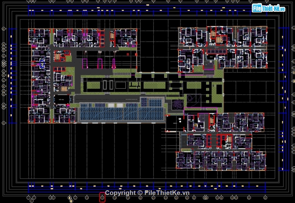 bản vẽ kiến trúc chung cư cao cấp,bản vẽ cad chung cư,thiết kế chung cư cao cấp,file cad chung cư