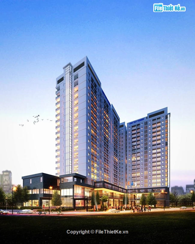 chung cư 18 tầng,tower linh tây,bản vẽ chung cư tây linh,Thiết kế chung cư 18 tầng