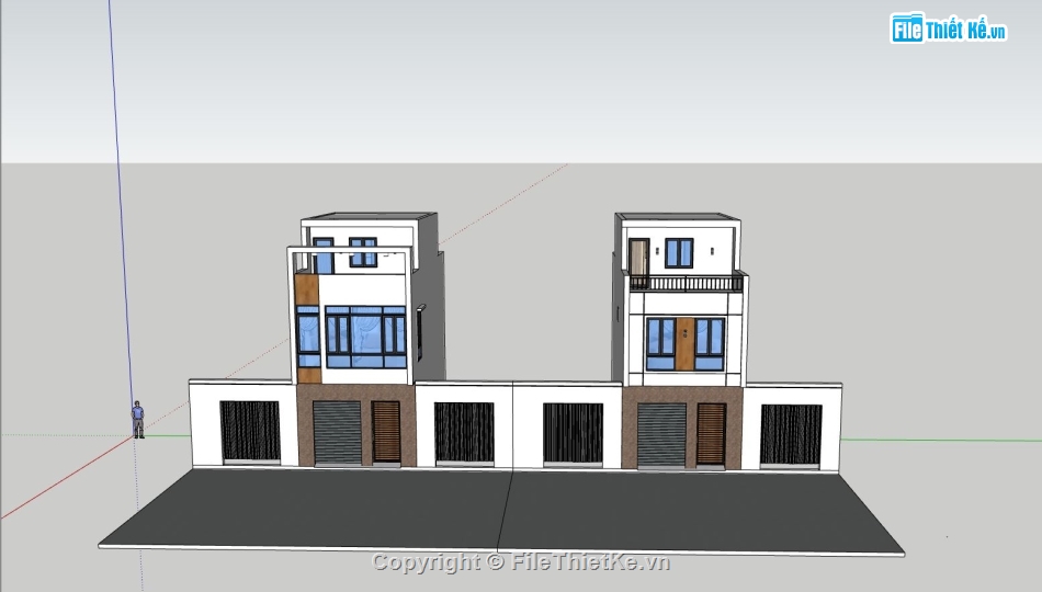 kiến trúc nhà phố 3 tầng,sketchup nhà phố 3 tầng,nhà phố 3 tầng 5x10m,mẫu nhà phố đẹp