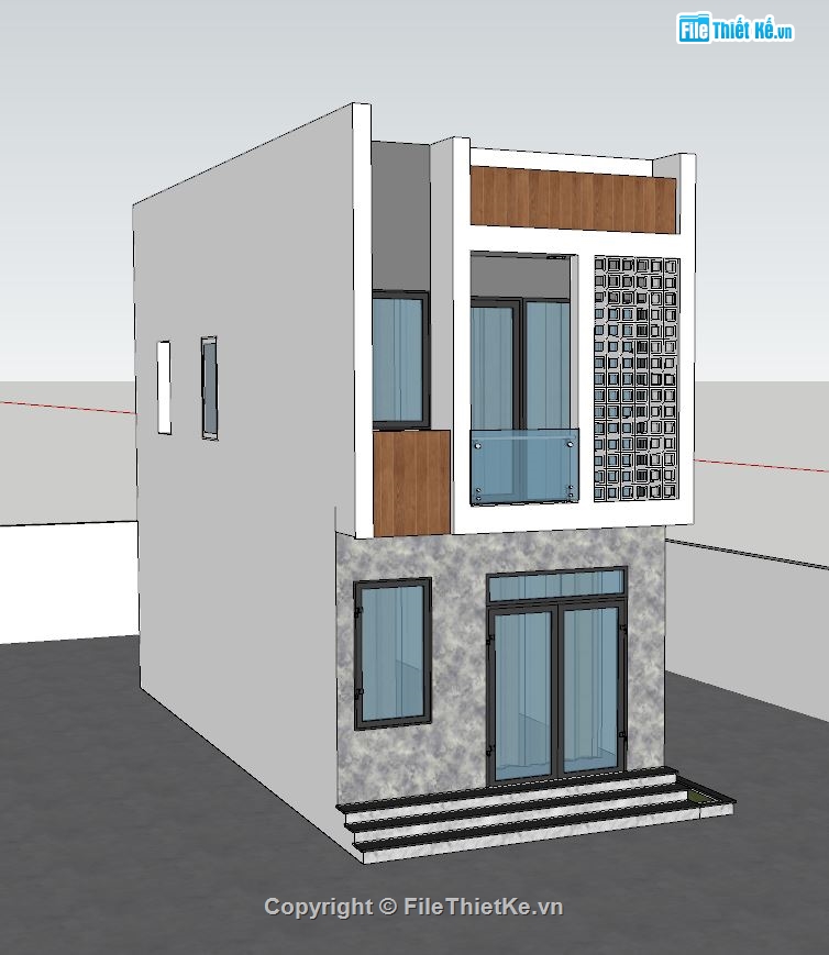 cad nhà phố 2 tầng,nhà phố 2 tầng sketchup,kiến trúc nhà phố 2 tầng,mẫu nhà phố hiện đại