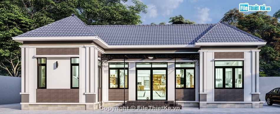 thiết kế biệt thự 1 tầng,biệt thự 1 tầng mái nhật,biệt thự 1 tầng autocad,bản vẽ biệt thự 1 tầng,biệt thự 1 tầng file autocad