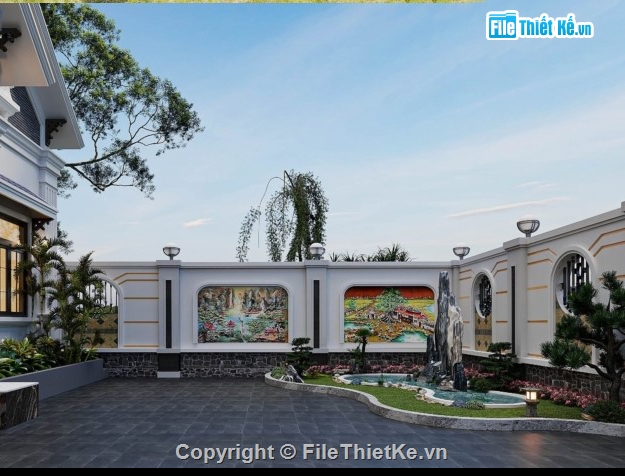 biệt thự 1 tầng,hồ sơ biệt thự,biệt thự 10 x 20m