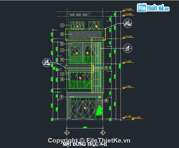 nhà 4 tầng,4 tầng,nhà phố 4.5x18m,nhà dân 4 tầng,file cad nhà ở 4 tầng