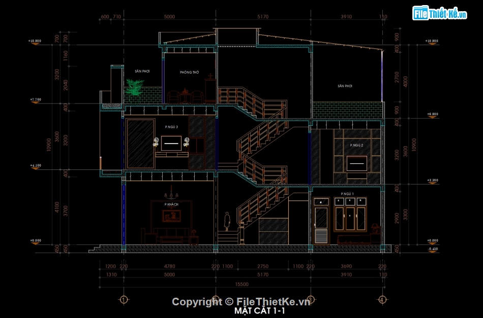 autocad nhà phố 3 tầng 5x15.5m,hồ sơ bản vẽ nhà phố hiện đại,bản vẽ file cad nhà 3 tầng,full bản vẽ nhà phố 3 tầng rộng 5m