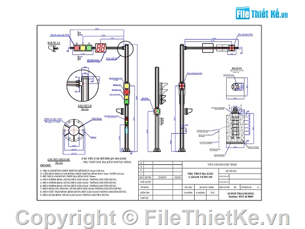 File cad trụ THGT,Trụ đèn THGT cần vươn,Bản vẽ THGT